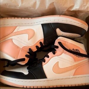 Jordan Athletic Shoes in Black, White, and Pink